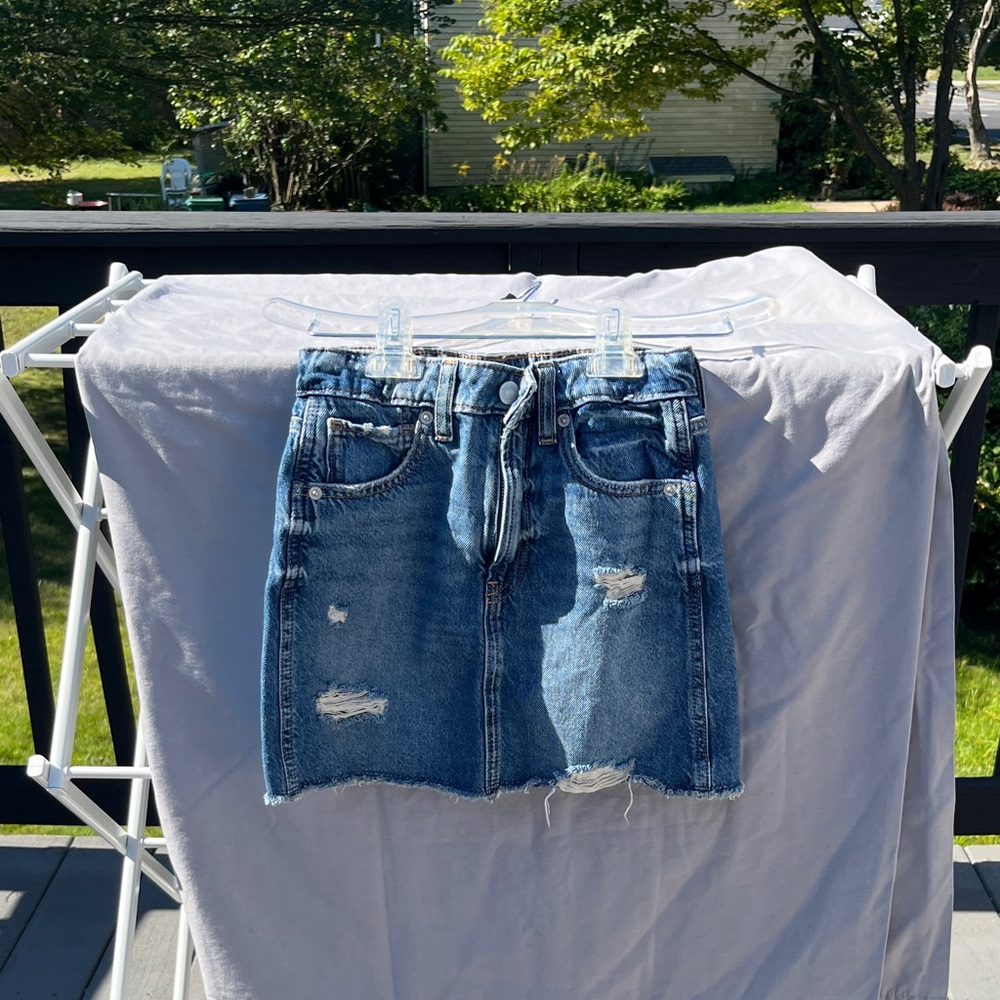 GAP Kids Blue Denim Distressed Skirt